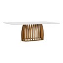 Ver imagem 1 de Mesa de Jantar Armonia Base Retangular - Amêndoa - Tampo 220x90cm Branco/vidro Off-white
