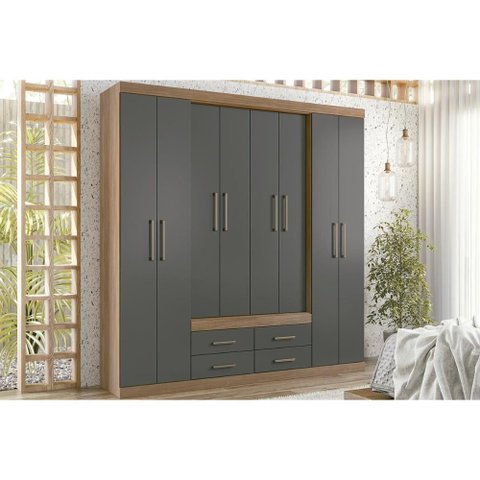 Guarda Roupa 8 Portas e 4 Gavetas Nápoles 8.4 Jatobá/grafite - Santos Andirá