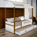 Ver imagem 1 de Cama Casa Solt. Lara Branco/mel C/ Led, Aux. e 02 Colchões