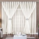 Ver imagem 1 de Cortina Paula 3,00m X 2,80m Palha Tecido Voal Leve Clean para Sala ou Quarto