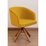 Poltrona Decorativa Redonda Pé Giratório de Madeira Cor:amarelo - 1