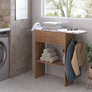 Tabua de Passar Roupa com Organizador e Prateleira Moderna Florido