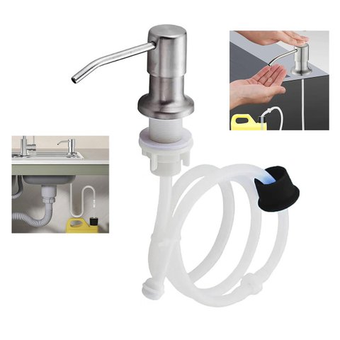 Dispenser Sabao Detergente Liquido Pia Cuba Cozinha Banheiro Bico Dosador Mangueira Flexivel Embutir