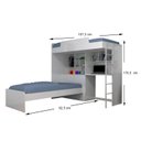 Ver imagem 4 de Beliche Módulo Office Teen (2 Camas+ Escrivaninha+Baú+Nicho+Prateleiras) Branco - Santos Andirá