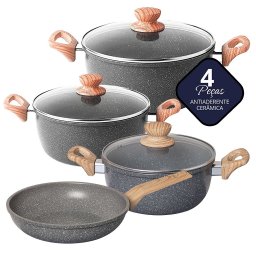 Conjunto Panelas Antiaderente Rev Cerâmica Indução Cinza 4pç - 1
