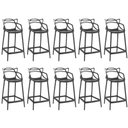 Ver imagem 1 de Kit 10 Banquetas Média Allegra 66cm Design Cozinha/bancada - Preto