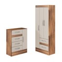 Ver imagem 2 de Quarto Infantil com Cômoda 4 Gavetas e 1 Porta Guarda-Roupa 3 Portas e 2 Gavetas Ninho Marrom/Castanho/Off White