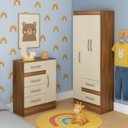 Ver imagem 1 de Quarto Infantil com Cômoda 4 Gavetas e 1 Porta Guarda-Roupa 3 Portas e 2 Gavetas Ninho Marrom/Castanho/Off White