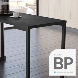 Conjunto Mesa de Cozinha Prattica Industrial 120cm com 2 Banquetas F02 Preto - Mpozenato - 9