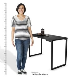 Conjunto Mesa de Cozinha Prattica Industrial 120cm com 2 Banquetas F02 Preto - Mpozenato - 6