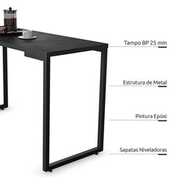 Conjunto Mesa de Cozinha Prattica Industrial 120cm com 2 Banquetas F02 Preto - Mpozenato - 4