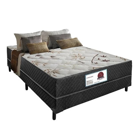 Cama Box casal Ortopédica Conjugada 138x188 Tampo Marrom Bambu