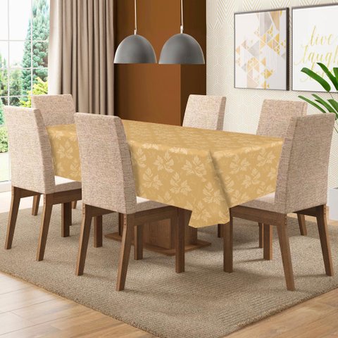 Toalha De Mesa De 4 Lugares Tecido Jacquard Quadrada: Mostarda