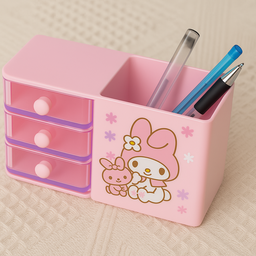 Porta Caneta Lápis Kawaii com Gaveta Rosa - Sanrio - 4