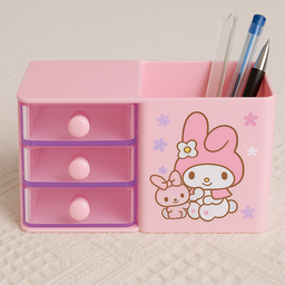 Porta Caneta Lápis Kawaii com Gaveta Rosa - Sanrio - 2