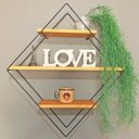 Ver imagem 1 de Nicho Prateleira Decorativo Aramado Losango Carvalho e Preto