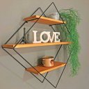 Ver imagem 2 de Nicho Prateleira Decorativo Aramado Losango Carvalho e Preto