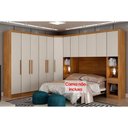 Ver imagem 1 de Quarto Casal Rizon 7 Peças (1 Armário Ponte 1 Closet 3 Guarda Roupas ) Freijo Cumaru C- Fendi