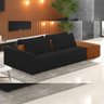 Sofá Ilha Modular para Sala 232cm com Puff Dublin K01 Veludo Preto Sintético Caramelo - Lyam Decor - 2
