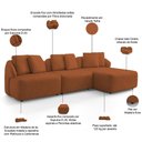 Ver imagem 4 de Sofá 4 Lugares com Chaise Direito Sala Living 288cm Arlo F04 Veludo Telha - Lyam Decor