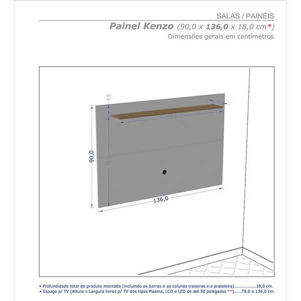 Conjunto Sala Rack Topazio Painel Kenzo TV até 50 Polegadas - Off/Rip - 3