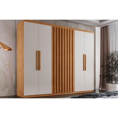 Guarda Roupa Casal 6 Portas e 2 Gavetas Cairo Naturale-off White Rufato