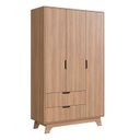 Ver imagem 2 de Guarda-Roupa Infantil 3 Portas e 2 Gavetas 100% MDF Alice Marrom/Louro Freijó Grann