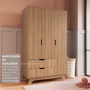 Ver mais imagens de Guarda-Roupa Infantil 3 Portas e 2 Gavetas 100% MDF Alice Marrom/Louro Freijó Grann
