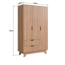 Ver imagem 3 de Guarda-Roupa Infantil 3 Portas e 2 Gavetas 100% MDF Alice Marrom/Louro Freijó Grann