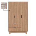 Ver imagem 7 de Guarda-Roupa Infantil 3 Portas e 2 Gavetas 100% MDF Alice Marrom/Louro Freijó Grann