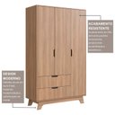 Ver imagem 6 de Guarda-Roupa Infantil 3 Portas e 2 Gavetas 100% MDF Alice Marrom/Louro Freijó Grann