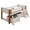 Ver imagem 3 de Cama Solteiro Naty com Escada e Baús MDF Branco Mel Divaloto Móveis