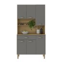 Ver imagem 7 de Armário de Cozinha Compacta 6 Portas 1 Gaveta Apolo - Freijó/gris
