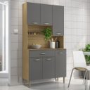 Ver imagem 1 de Armário de Cozinha Compacta 6 Portas 1 Gaveta Apolo - Freijó/gris