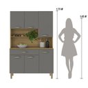 Ver imagem 4 de Armário de Cozinha Compacta 6 Portas 1 Gaveta Apolo - Freijó/gris