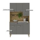 Ver imagem 5 de Armário de Cozinha Compacta 6 Portas 1 Gaveta Apolo - Freijó/gris