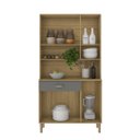 Ver imagem 3 de Armário de Cozinha Compacta 6 Portas 1 Gaveta Apolo - Freijó/gris