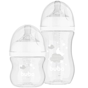Kit 2 Mamadeira Easy Flow Nuvem Branca 120ml e 270ml Anticolica Buba