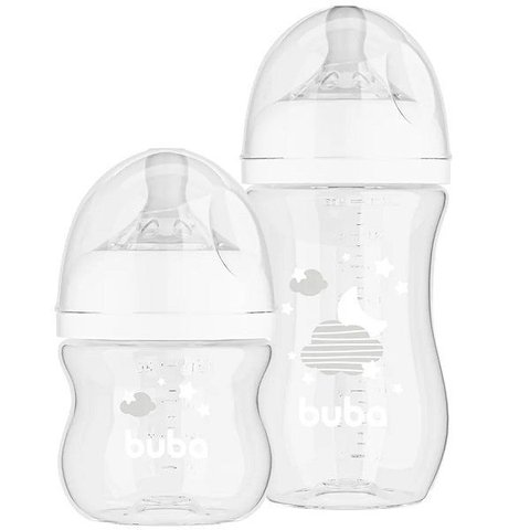Kit 2 Mamadeira Easy Flow Nuvem Branca 120ml e 270ml Anticolica Buba