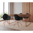 Ver imagem 1 de Mesa Jantar Industrial Filadélfia Amêndoa 137x90cm com 4 Poltronas Eames Eiffel Pretas Base Cobre