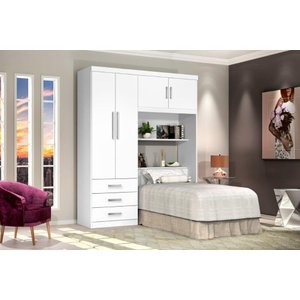 Roupeiro / Cabeceira Baú CAN Solteiro Espaço Amplo 4 Portas e 3 Gavetas Nichos Externos Para Objetos