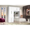 Ver imagem 1 de Roupeiro / Cabeceira Baú CAN Solteiro Espaço Amplo 4 Portas e 3 Gavetas Nichos Externos Para Objetos