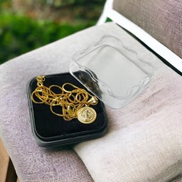 Colar Corrente Medalha de São Bento Aço Inox Dourado Armazém Católico - 2