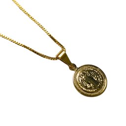 Colar Corrente Medalha de São Bento Aço Inox Dourado Armazém Católico - 6