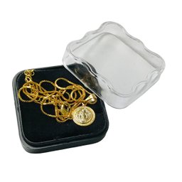 Colar Corrente Medalha de São Bento Aço Inox Dourado Armazém Católico - 3