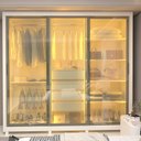 Ver mais imagens de Guarda-Roupa Casal 3 Portas Reflecta com LED com Pés 100% MDF Royale Branco