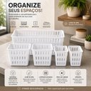 Ver imagem 3 de Organizador Multiuso Kit 5 Cesto Caixa Armario Casa Lavanderia Cozinha Dispensa Porta Pote Alimento 