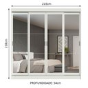Ver imagem 3 de Guarda-Roupa Casal Madesa Austin 4 Portas de Correr de Espelho 3 Gavetas Branco Cor:Branco