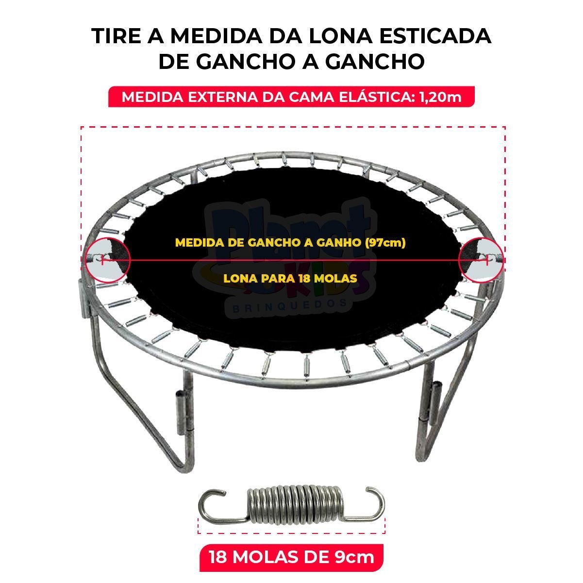 Lona de Salto para Cama Elástica Pula Pula de 1,20m para 18 Molas - 2