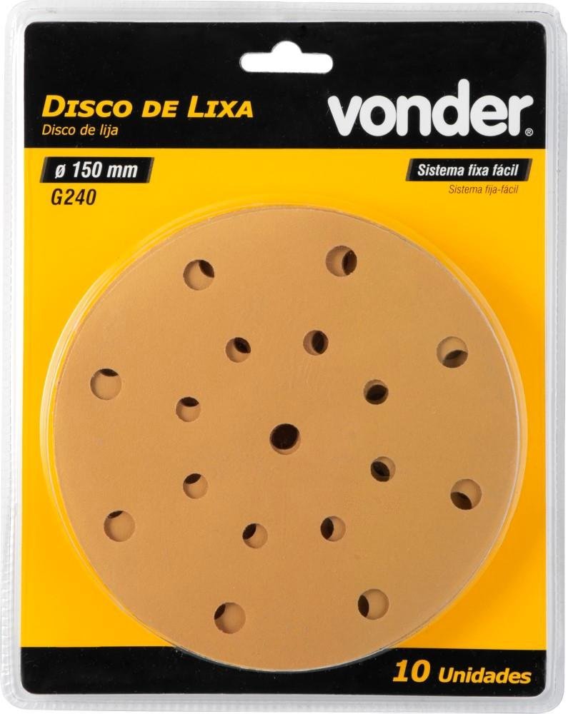 Disco De Lixa Com Costado Em Pluma 6'' - 150 Mm Grão 240 Vonder - 4